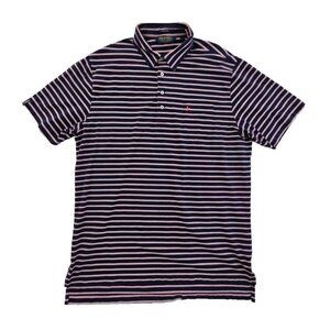 Polo Golf Ralph Lauren Stretch Lisle Shirt Men's‎ L Navy Stripes EUC LN Pima